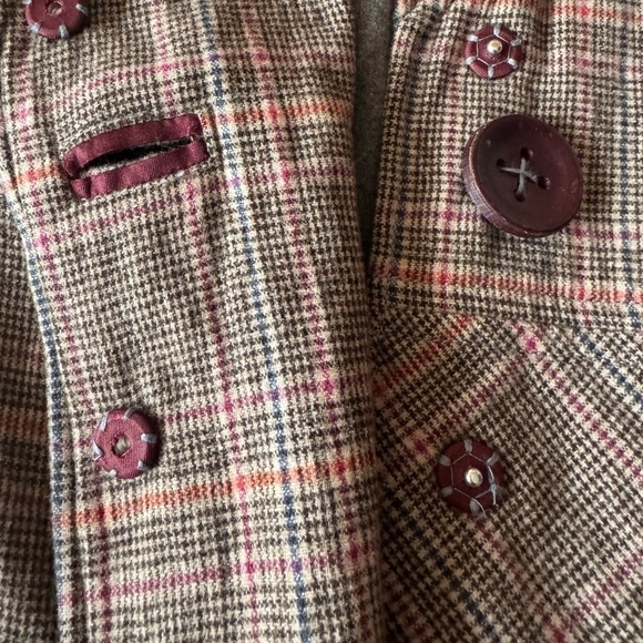 Vintage Italian plaid houndstooth LE FULL ruffled midi pea coat woman’s 4 - Picture 12 of 16